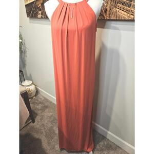 White House Black Market Coral Maxi Dress with Keyhole Detail #218